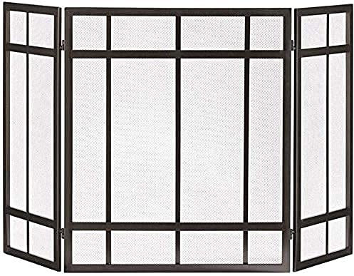 CCKUYT Pare-étincelles 3 Panneaux pour cheminée, Portes de cheminée, grilles de cheminée Classiques en Fer forgé, décoration extérieure en Maille, Hauteur 80 cm
