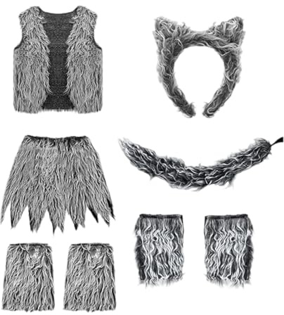 APLVFFZH Disfraz para niños, Divertido, con Diadema, Chaleco y Falda para actuaciones en Halloween.