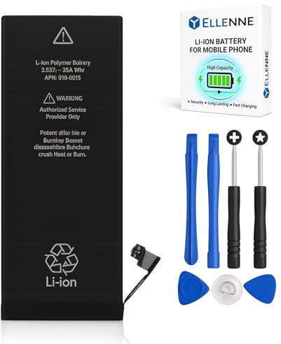 ELLENNE Batterie pour Apple iPhone 6 1810 mAh avec kit de tournevis | Batterie pour iPhone 6 de 1810 mAh avec kit d'outils pour le démontage