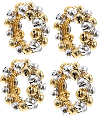 COLLBATH 4 Piezas Servilleteros Navideños de Campana Pequeña Plata Anillos Decorativos para Servilletas Accesorios para Mesa de Fiesta Navidad