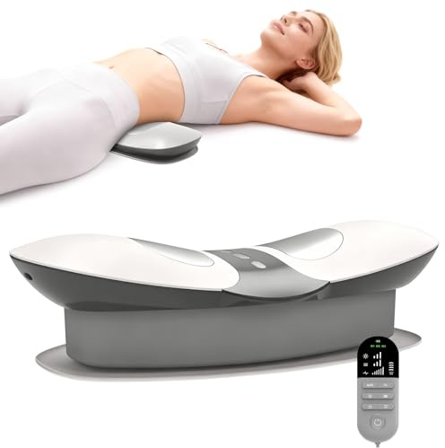 Masaje lumbar eléctrico, dispositivo de tracción lumbar eléctrico, 3 niveles, dispositivo de tracción lumbar eléctrica, masajeador de espalda, masaje de vibración y cojín de aire (blanco)