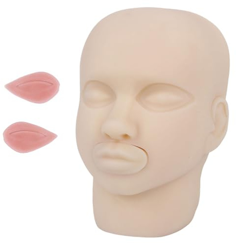 LKYLVEE Modello di Testa in Silicone per chirurgia microplastica Modello di Pratica per iniezione a Doppia Palpebra per Modello di Testa da Allenamento Mannequin,Flesh,10cm