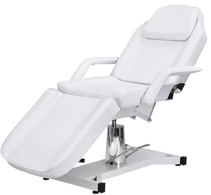 Home Nature Hydraulische Kosmetikliege, Höhenverstellbare Massageliege, Professionelle Tattoo-Liege, Mobile Massagebank, Belastbar bis 120 kg (Weiß-H60-105cm)