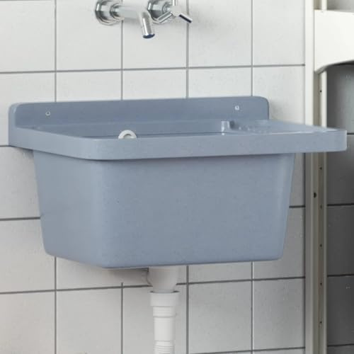 Mokuyary Lavabo pour montage murale gris 50x35x24 cm résine Lavabo, Vasque à Poser au-dessus du Comptoir pour Salle de Bains, WC d'invités, Hôtel, Toilettes