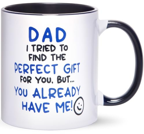 HilihoHaven Dad Gift from Daughter Son - You Already Have Me! Funny Father's Day Mug - Birthday Present for Dad Papa with Playful Quote - 11oz White Ceramic Tea Coffee Cup (Black)