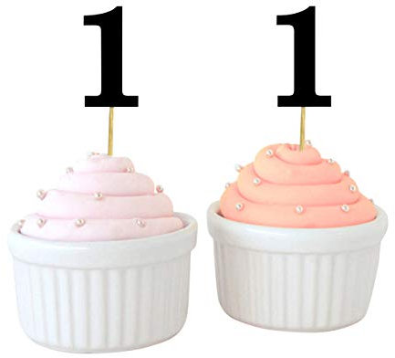 Darling Souvenir, One First Birthday Number Cupcake Toppers, Birthday/Anniversary Party Dessert Decorations - Pack of 20