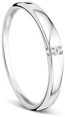 OROVI Damen-Ring Memoire Hochzeitsring Weißgold 9 Karat (375) Diamant 0.02 carat Verlobungsring Diamantring