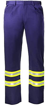 Flame Resistant FR High Visibility Hi Vis 88% C/12% N Pant/Trouser (38W x 32L, Navy Blue)