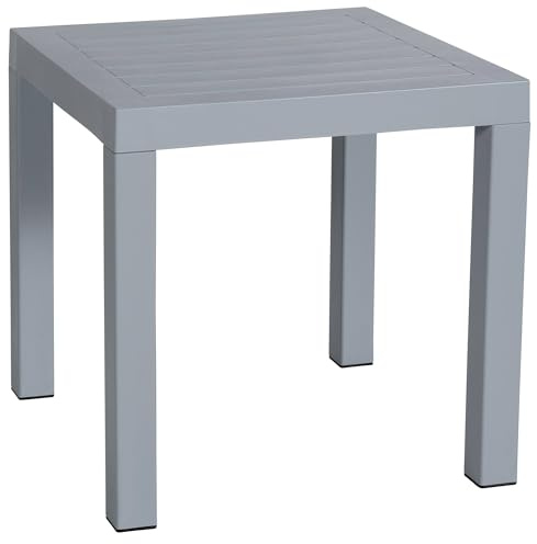 CLP Beistelltisch Ocean I Wetterfester Gartentisch Aus UV-beständigem Kunststoff I Witterungsbeständiger Tisch, Farbe:grau