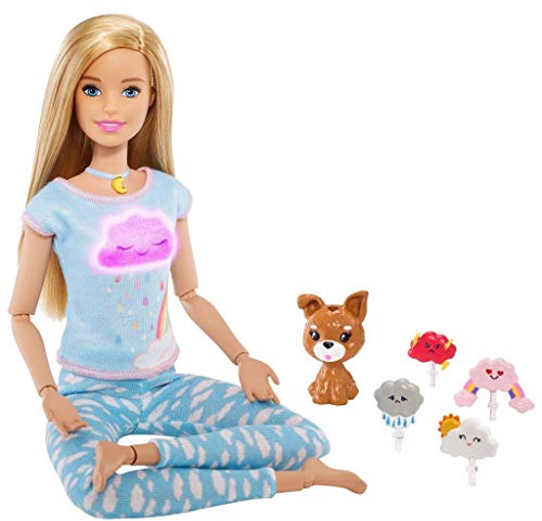 Barbie Bien-être Coffret Méditation avec poupée Blonde avec Exercices de méditation, Figurine Chiot et Accessoires, Jouet pour Enfant, GNK01