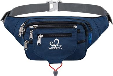 WATERFLY Bauchtasche Gürteltasche Damen und Herren Sport Hüfttasche für Laufen Fitness Joggen Wandern Dunkel Blau