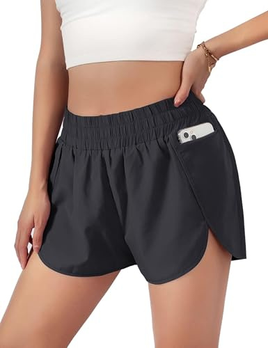 Blooming Jelly Womens Quick-Dry Running Shorts Sport Athletic Active Workout Shorts with Pockets 1.75 (Large, Black)