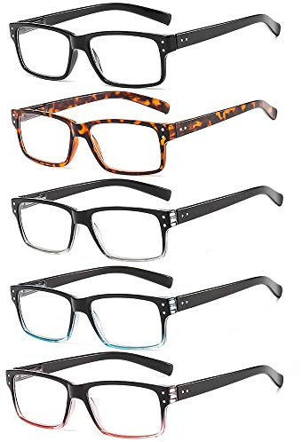 Suertree Lesebrille 5 Pack Brillen Scharnier Lesebrillen Sehhilfe Augenoptik Brille Lesehilfe für Damen Herren 3.0x