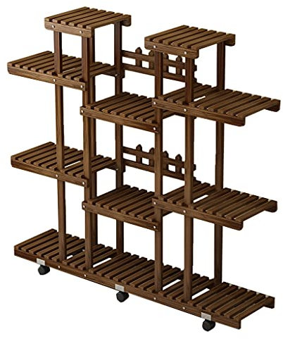 Blumenständer Aus Massivem Holz Mehrschichtiges Regal Grüner Pflanzenständer Mit Balkon Wohnzimmer Im Wohnzimmer Boden Stehender Blumentopfständer (Color : Brown, Size : 120x25x120cm)