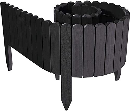 GLP 2,03 m lange Holzeinfassung, fester Lattenzaun, korrosionsbeständige Holzpalisade für Wege, Blumenbeete, Garten, Rasenkante (Farbe: 30 cm Höhe) (schwarz)