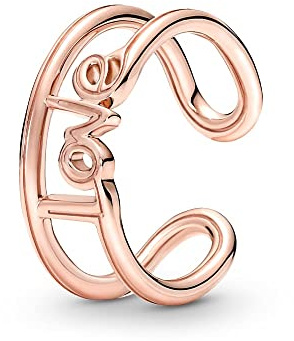 PANDORA ME - Anello aperto placcato in oro rosa 14k con scritta “Love”