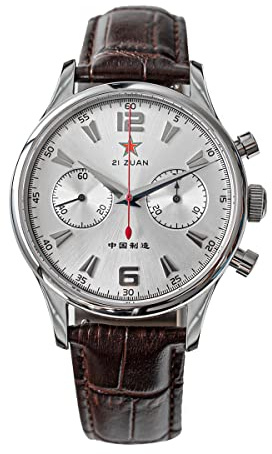 NC ST1901 Chronographenwerk 1963 Fliegeruhren Saphirglas Mechanische Armbanduhren Echtes Lederband Vintage-Uhr (Color 4)