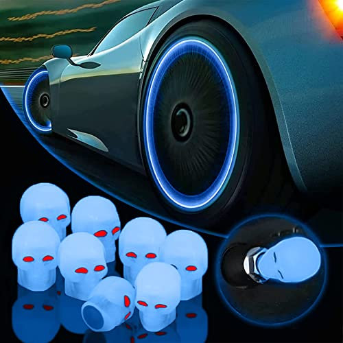 Leuchtende Ventilkappen Auto, 8pcs Universelle Fluoreszierende Autoreifen-ventilkappen, Langlebige Reifendruckkappen Für Die Meisten Autos, Motorräder, SUV, LKWs Und Fahrräder (Blau,8pcs)