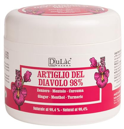 DuLàc, Teufelskralle 98% 500 ml, Körpercreme-Gel mit Ingwer, Menthol und Kurkuma, zur Massage von Muskeln und Gelenken, Dermatologisch Getestet, Nickelgetestet, Made in Italy