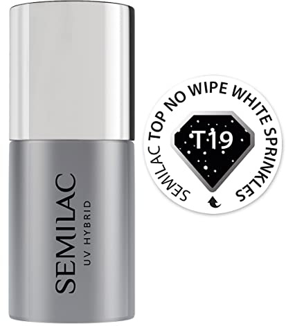 Semilac Überlack UV Hybrid Nagellack Top Coat T19 Top No Wipe White Sprinkles 7 ml