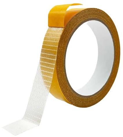 KAIHENG Nastro biadesivo in tessuto resistente, nastro biadesivo multifunzionale super adesivo da 2,5cm, nastro biadesivo per tappeti, nastro adesivo trasparente per casa, ufficio, scuola