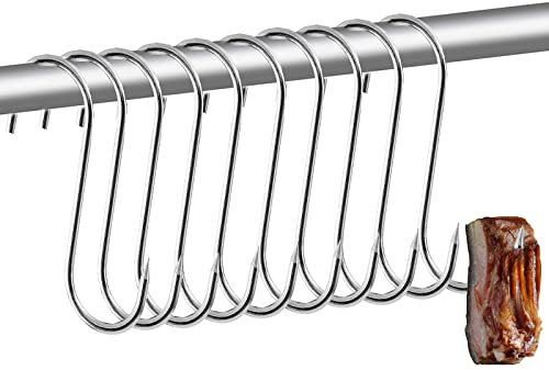 KOIROI 10 ganci a S in acciaio inox, a S, per macellaio, per cucina, affumicatura, barbecue