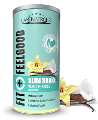 Layenberger Fit+Feelgood Slim Shake Powder vegan - Mahlzeitersatz für 12 Portionen, je 204 kcal, (1x 396 g) - Vanille-Kokos