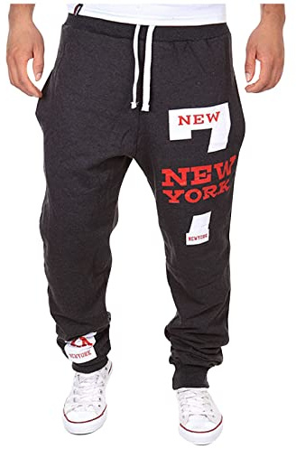 KONG JIMFAN Jogger Trainingshose Herren Winter Warm Jogginghose Classics Jogginghose Herren Sportkleidung Stoffhose Herren Hosen Für Männer Mit Fashion Pled Loos S-Hose Langhose(Dunkelgrau,3XL)