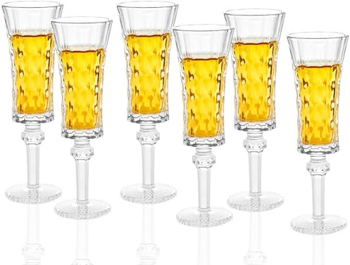 Cordial - Set di 6 bicchieri da sherry con stelo, 45 ml, bicchieri da limoncello per tequila, bicchierini da sherry con stelo