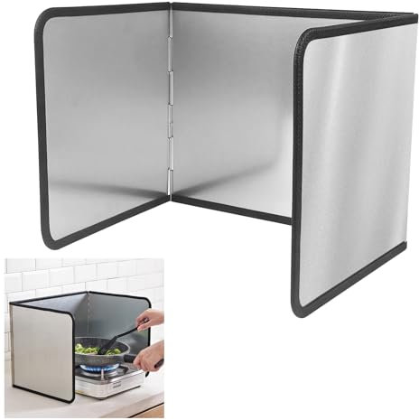 Fousenuk Plaque Anti Projection Cuisine, 3 Côtés Anti Eclaboussure Cuisine Pliable Protection D'Écran Anti-Éclaboussures, Facile À Nettoyer Kitchen Gadgets pour Cuisson, Rôtir, Évier (39x29x30cm)