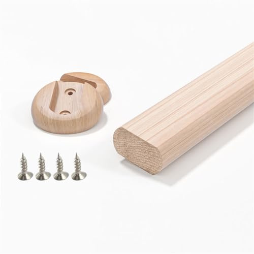 1pcs Wooden Oval Closet Rod for Hanging Clothes Heavy Duty Closet Pole Wardrobe Cross- bar Clothes Hanging Rods Polished Natural Beech Wood Wardrobe Closet Rod with End Supports for Closet Storage (C