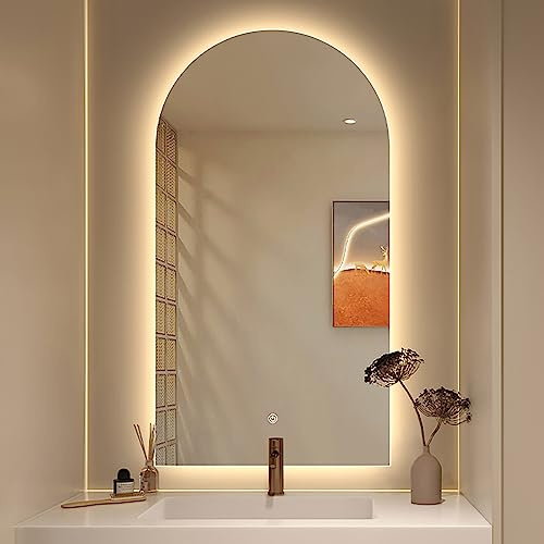 Bogen Badspiegel Mit Beleuchtung, Smart Beschlagfrei LED Badezimmerspiegel Mit Touchschalter, Wandspiegel, Deko Spiegel Zum Aufhängen Für Bad Wohnzimmer Flur Schlafzimmer Schminktisch ( Size : 40x60cm