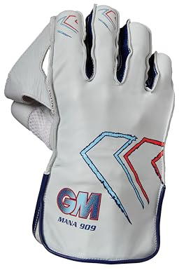 Gunn & Moore GM Cricket Wicket Keeper Handschuhe | Mana 909 | Handrücken aus Anilinleder | PU-Futter & Handfläche aus Kalbsleder | Große Erwachsene | 1 Paar