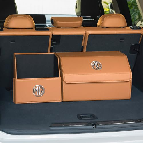 BrohN Universal Kofferraum Organizer für MG Astor 2021 2022 2023 Faltbare Aufbewahrungsbox Taschen Kofferraumtasche Wasserdicht Innenraum Zubehör,S+M-Cognac Style