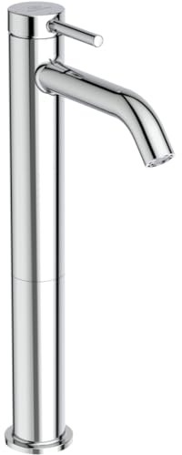 Ideal Standard BD762AA Ceraline Nuovo Waschtischarmatur ohne Ablauf, Verlängerter Sockel, Bad-Wasserhahn mit Auslauf, Mischbatterie Waschbecken, Wassersparend BlueStart, Chrom