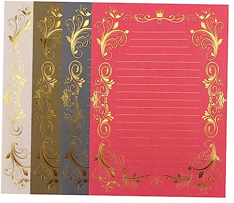 NUOBESTY 4sätze Vintage Briefpapier Set Mit Kreativen Motiven Set Mit Elegantem Glattem Design Für Romantische Briefe Und Persönliche Notizen Umweltfreundliches Papier Für Kreative