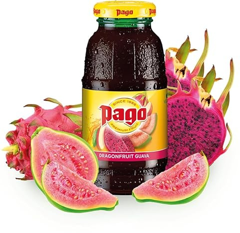 Pago Dragonfruit Guava - 100% Natural Fruits and Vegan Friendly 200ml (Pack of 12)