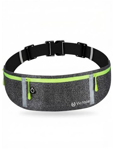 Victoper Running Belt, Running Belts for Women Men,Phone Holder for Running for iPhone 17 Pro Max/16/15 Pro,Running Waist Pack with Reflective Strip Headphone Hole for Running Workout Walking