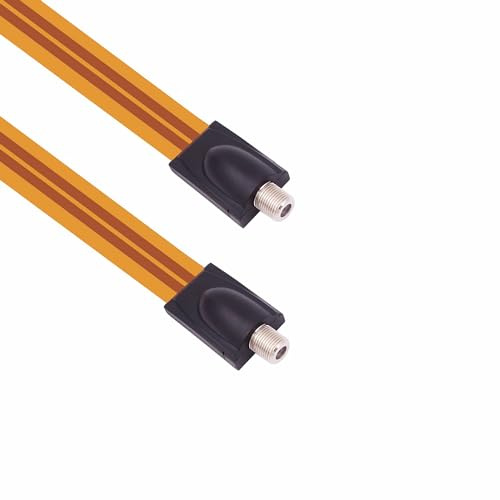 Bolwins P61S Fensterdurchführung SAT-Kabel, 26 cm, extrem flach & flexibel, F-Buchse Kupplung, vergoldet, geschirmt, ideal für Fenster & Türen, inkl. Klebepads