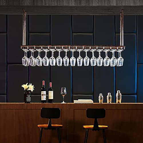 Deckenverzierung Deckenregal Stemware Weinglas-Hängegestell, Höhenverstellbar, Umgedrehter Kelch zum Aufhängen von Weingläsern, Weinbecherhalter für Deckenmontage, Weinkelchhalter aus Metall für Bark