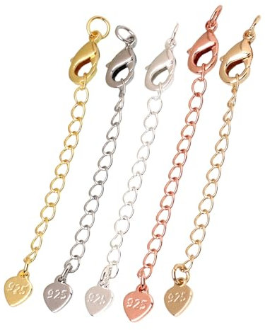 AORHOFJ 5 Stück kettenverlängerung,Kettenverlängerung Gold,925 Sterling Silber Kettenverlängerung Verlängerung Kette Halskette Fußkette Armband Verlängerungskette für Schmuckherstellung