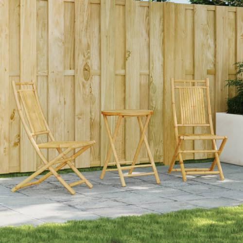Tidyard 3-TLG.Bistro-Set Bistroset Balkonset Sitzgruppe Gartenmöbel Garnitur Gartengarnitur Gartenmöbelset Bistrotisch Stehtisch Balkonstuhl für Garten,Balkon,Terrasse Bambus