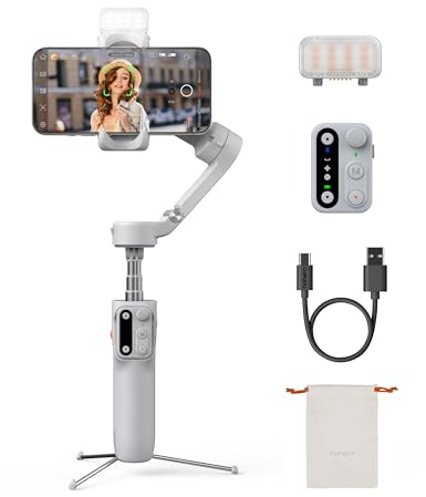 Hohem iSteady X3 Gimbal Stabilizer for iPhone, Foldable Phone Gimbal Object Tracking, Remote Control, 3-Axis Phone Stabilizer Built-in Extendable Rod & Tripod, Fill Light for Video Recording, YouTube