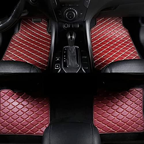 Auto FußMatten für VW Golf GTI 2016-2024 LHD, Nach Maß Leder Auto Fussmatten, Wasserfest Antirutsch Allwetterschutz Auto Teppich, Vorne und Hinten Automatten Set,J Wine red