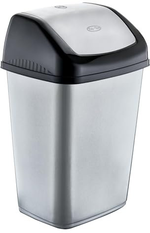 Best House | Swing Bin 35 Liters | Gray | 1 Pc | Waste Bin, Durable, Lightweight Hinged Swing Lid for Kitchen, Office, and Home Use – Odor-Reducing Design - L 36 cm x W 28.5cm x H 55cm