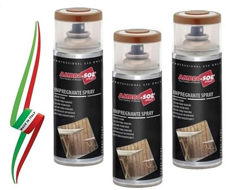 SET 3 BOMBOLETTE DI RESINA IMPREGNANTE SPRAY PROTETTIVO PER LEGNO NOCE CHIARO 400ml MADE IN ITALY