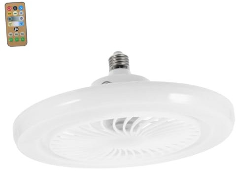 OSALADI 30w Quiet Mini Fan Light Screw Led Bulb Remote Control Ceiling Fan Led Light Bedroom Living