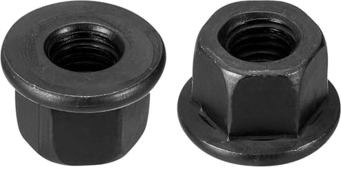 TOP-VIGOR M10 Flange Hex Lock Nuts, 2pcs Grade 10.9 Carbon Steel Black Oxide Finish, Heavy Duty Black Nuts for Machinery, Equipment, Pipe Fittings Automotive