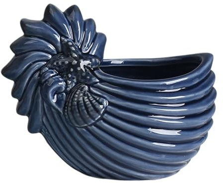 perfk Candelador en Forma de Concha Candelador de té Candelador Multipureze Art Elegant Ceramic Desktop Ornament for Birthday Gift Office, Azul