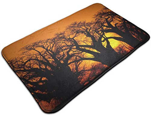 Duradera Tapete Gráficos de árboles y Puestas de Sol Originales Alfombrilla de WC 60×40cm para Oficina,Exterior,Jardín,Pasillo